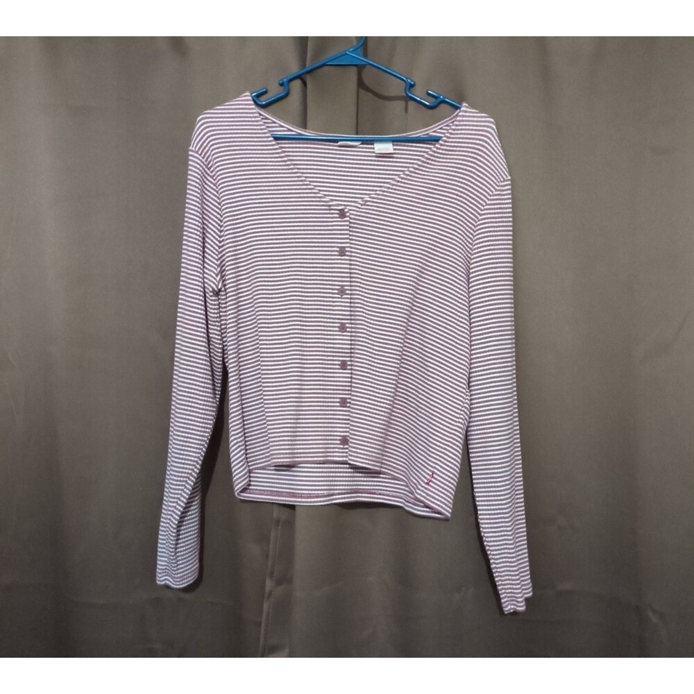 Levi’s Women's Ribbed Striped Button Front Cardigan Top XXL